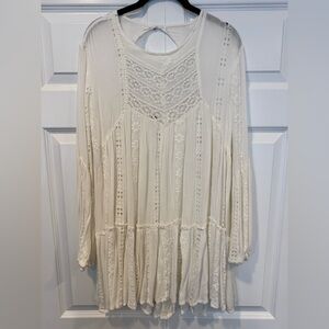 Free People White Textured Knit Top